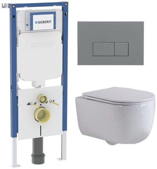 Geberit QeramiQ Dely Swirl Toiletset 36.3x51.7cm UP720 Duofix Sigma inbouwreservoir slimzitting bedieningsplaat licht grijs rechthoekige knoppen wit glans SW1237202 SW1102375 SW1000766 SW1026256