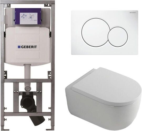Geberit QeramiQ Dely Swirl Toiletset 36.5x53cm UP320 inbouwreservoir met Burda frame 35mm zitting witte sigma bedieningsplaat ronde knoppen wit mat 0701131 0700518 SW1000767 SW1026257