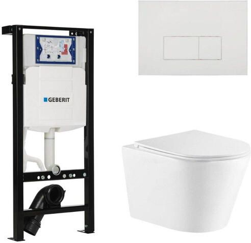 Geberit QeramiQ Dely Toiletset 36.3x51.7cm diepspoel rimless Inbouwreservoir met UP320 spoelmechanisme softclose toiletzitting glans witte bedieningsplaat rechthoekige knoppen wit mat SW1026254 SW1381697 SW706187 SW1000766