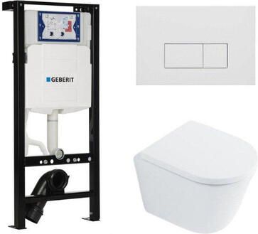 Geberit QeramiQ Dely Toiletset 36.3x51.7cm diepspoel rimless UP320 plieger inbouwreservoir softclose toilet zitting 35 mm mat witte bedieningsplaat rechthoekige knoppen wit glans SW1026255 SW1159505 SW1381697 SW706191