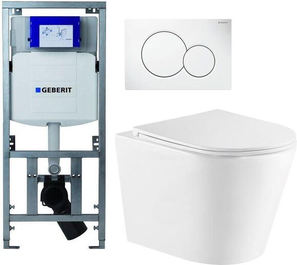 Geberit QeramiQ Dely Toiletset UP320 inbouwreservoir met Burda frame witte bedieningsplaat toilet zitting mat wit 0701131 0700518 SW1000766 SW1026254