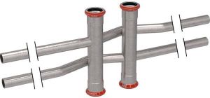 Geberit Mapress C staal radiator kruis T stuk v. aanvoer en retourleiding lang 22x12mm 22969