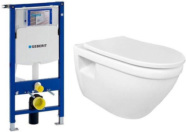 Geberit Nemo Go Flora toiletset 52x36x34cm zonder spoelrand wit met dunne softclose en takeoff zitting inclusief UP320 inbouwreservoir