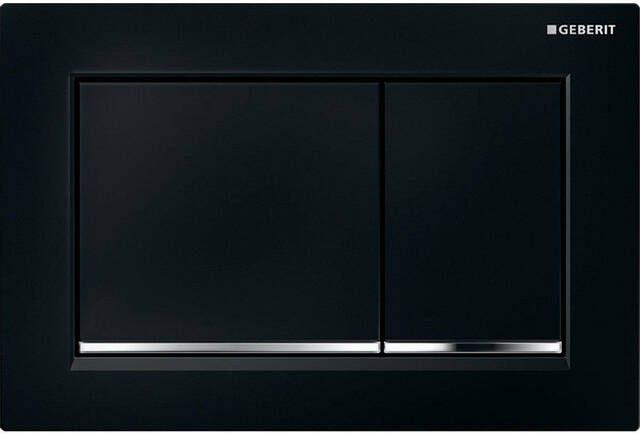 Geberit Omega30 bedieningplaat met frontbediening voor toilet 21.2x14.2cm zwart glans chroom zwart 115080KM1