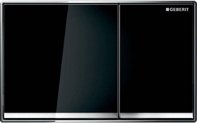 Geberit Omega60 bedieningplaat 2-toets spoeling frontbediening voor toilet 18.4x11.4cm glas zwart 115081SJ1