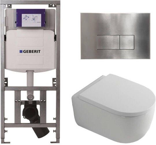 Geberit QeramiQ Dely Swirl Toiletset 36.3x51.7cm diepspoel rimless UP320 inbouwreservoir 35mm zitting steel bedieningsplaat rechtehoekige knoppen wit mat 0701131 SW706195 SW1000767 SW1026257