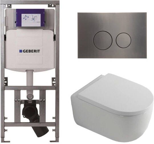 Geberit QeramiQ Dely Swirl Toiletset 36.3x51.7cm diepspoel rimless UP320 inbouwreservoir 35mm zitting gunmetal bedieningsplaat ronde knoppen wit mat 0701131 SW706198 SW1000767 SW1026257