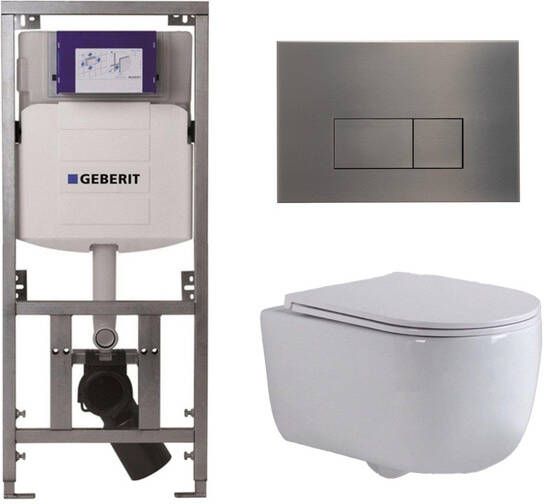 Geberit QeramiQ Dely Swirl Toiletset 36.3x51.7cm diepspoel rimless UP320 inbouwreservoir slim zitting gunmetal bedieningsplaat rechtehoekige knoppen wit mat 0701131 SW706199 SW1000766 SW1026257