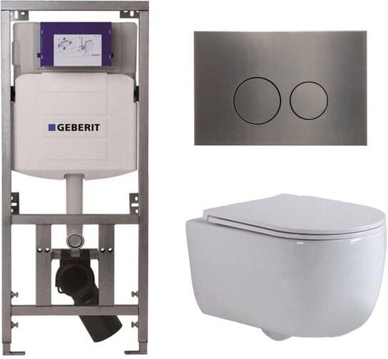 Geberit QeramiQ Dely Swirl Toiletset 36.3x51.7cm diepspoel rimless UP320 inbouwreservoir slim zitting gunmetal bedieningsplaat ronde knoppen wit mat 0701131 SW706198 SW1000766 SW1026257