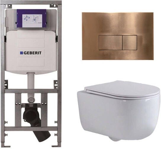 Geberit QeramiQ Dely Swirl Toiletset 36.3x51.7cm diepspoel rimless UP320 inbouwreservoir slim zitting koperen bedieningsplaat rechtehoekige knoppen wit mat 0701131 SW706197 SW1000766 SW1026257