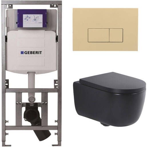 Geberit QeramiQ Dely Swirl Toiletset 36.3x51.7cm UP320 Burda inbouwreservoir 35mm zitting bedieningsplaat beige rechthoekige knoppen mat zwart 0701131 SW1102366 SW1000769 SW1026258