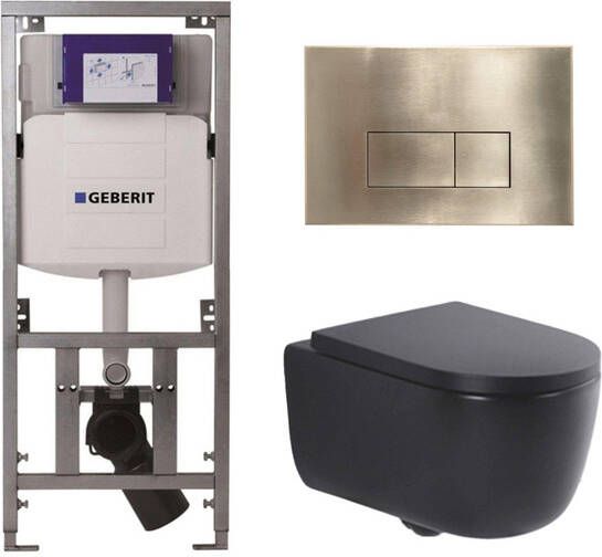 Geberit QeramiQ Dely Swirl Toiletset 36.3x51.7cm UP320 Burda inbouwreservoir 35mm zitting geborsteld messing bedieningsplaat rechthoekige knoppen mat zwart 0701131 SW706201 SW1000769 SW1026258