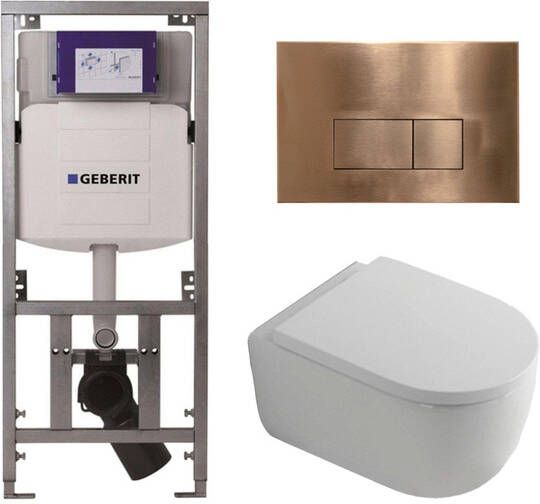 Geberit QeramiQ Dely Swirl Toiletset 36.3x51.7cm UP320 Burda inbouwreservoir 35mm zitting koperen bedieningsplaat rechthoekige knoppen wit glans 0701131 SW706197 SW1000767 SW1026256