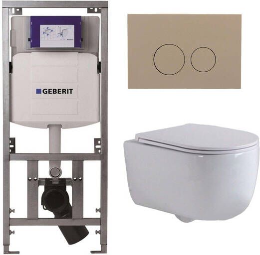 Geberit QeramiQ Dely Swirl Toiletset 36.3x51.7cm UP320 Burda inbouwreservoir slim zitting bedieningsplaat taupe ronde knoppen wit glans 0701131 SW1102378 SW1000766 SW1026256