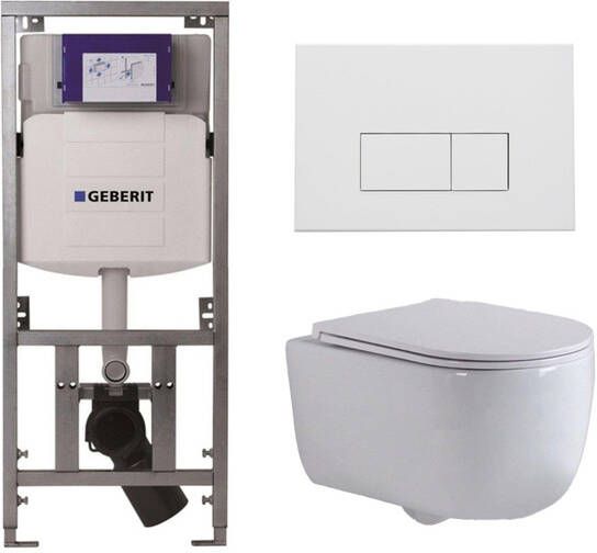 Geberit QeramiQ Dely Swirl Toiletset 36.3x51.7cm UP320 Burda inbouwreservoir slim zitting mat witte metalen bedieningsplaat rechthoekige knoppen wit glans 0701131 SW706191 SW1000766 SW1026256
