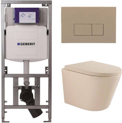 Geberit QeramiQ Dely Swirl Toiletset 36.3x51.7cm UP320 inbouwreservoir 35 mm zitting bedieningsplaat taupe rechthoekige knoppen beige 0701131 SW1102379 SW1000771 SW1026259