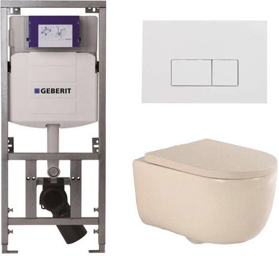 Geberit QeramiQ Dely Swirl Toiletset 36.3x51.7cm UP320 inbouwreservoir 35 mm zitting glans witte bedieningsplaat rechthoekige knoppen beige 0701131 SW706187 SW1000771 SW1026259