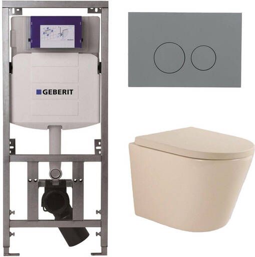 Geberit QeramiQ Dely Swirl Toiletset 36.3x51.7cm UP320 inbouwreservoir 35mm zitting bedieningsplaat licht grijs ronde knoppen beige 0701131 SW1102374 SW1000771 SW1026259