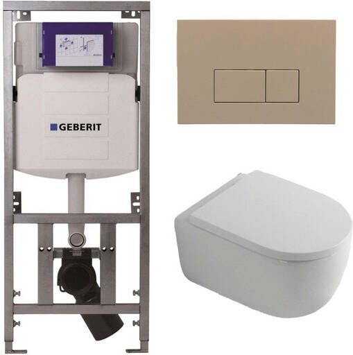 Geberit QeramiQ Dely Swirl Toiletset 36.3x51.7cm UP320 inbouwreservoir 35mm zitting bedieningsplaat taupe rechthoekige knoppen wit mat 0701131 SW1102379 SW1000767 SW1026257