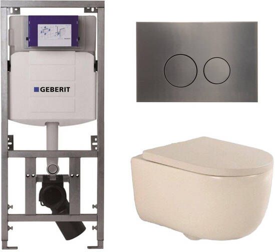 Geberit QeramiQ Dely Swirl Toiletset 36.3x51.7cm UP320 inbouwreservoir 35mm zitting gunmetal bedieningsplaat ronde knoppen beige 0701131 SW706198 SW1000771 SW1026259