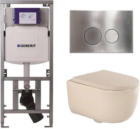 Geberit QeramiQ Dely Swirl Toiletset 36.3x51.7cm UP320 inbouwreservoir 35mm zitting steel bedieningsplaat ronde knoppen beige 0701131 SW706194 SW1000771 SW1026259