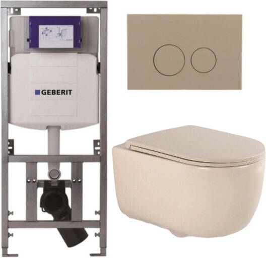 Geberit QeramiQ Dely Swirl Toiletset 36.3x51.7cm UP320 inbouwreservoir slim zitting bedieningsplaat taupe ronde knoppen beige 0701131 SW1102378 SW1000770 SW1026259