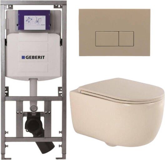 Geberit QeramiQ Dely Swirl Toiletset 36.3x51.7cm UP320 inbouwreservoir slimzitting bedieningsplaat taupe rechthoekige knoppen beige 0701131 SW1102379 SW1000770 SW1026259