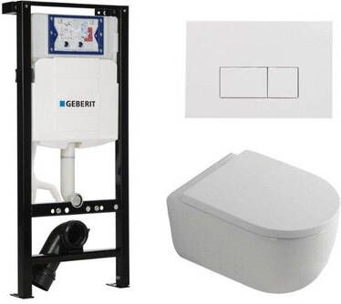 Geberit QeramiQ Dely Swirl Toiletset 36.3x51.7cm UP320 plieger inbouwreservoir 35mm zitting glans witte bedieningsplaat rechthoekige knoppen wit glans SW1381697 SW706187 SW1000767 SW1026256