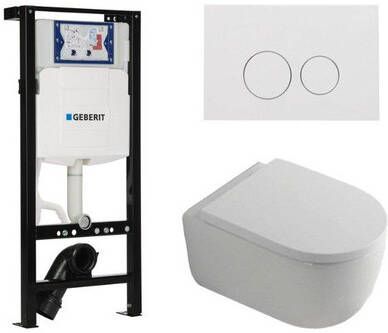 Geberit QeramiQ Dely Swirl Toiletset 36.3x51.7cm UP320 plieger inbouwreservoir 35mm zitting glans witte bedieningsplaat ronde knoppen wit glans SW1381697 SW706186 SW1000767 SW1026256