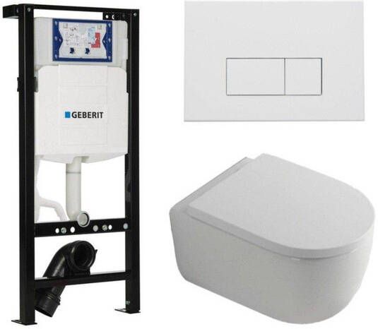 Geberit QeramiQ Dely Swirl Toiletset 36.3x51.7cm UP320 plieger inbouwreservoir 35mm zitting mat witte metalen bedieningsplaat rechthoekige knoppen wit glans SW1381697 SW706191 SW1000767 SW1026256