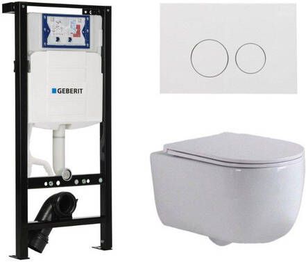 Geberit QeramiQ Dely Swirl Toiletset 36.3x51.7cm UP320 plieger inbouwreservoir slim zitting glans witte bedieningsplaat ronde knoppen wit mat SW1381697 SW706186 SW1000766 SW1026257