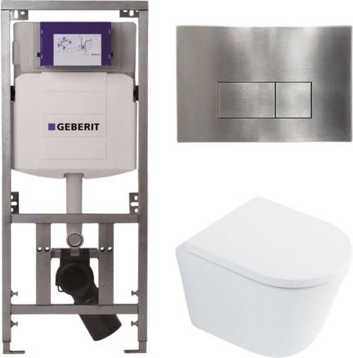 Geberit QeramiQ Dely Toiletset 36.3x51.7cm diepspoel rimless UP320 Burda inbouwreservoir softclose toilet zitting 35 mm steel bedieningsplaat rechthoekige knoppen wit glans SW1026255 SW1159505 0701131 SW706195