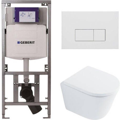 Geberit QeramiQ Dely Toiletset 36.3x51.7cm diepspoel rimless UP320 Burda inbouwreservoir softclose toilet zitting 35 mm mat witte bedieningsplaat rechthoekige knoppen wit glans SW1026255 SW1159505 0701131 SW706191