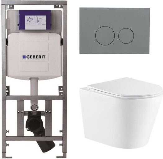 Geberit QeramiQ Dely Toiletset 36.3x51.7cm diepspoel rimless UP320 inbouwreservoir softclose toiletzitting bedieningsplaat licht grijs ronde knoppen wit glans SW543431 0701131 SW1102374