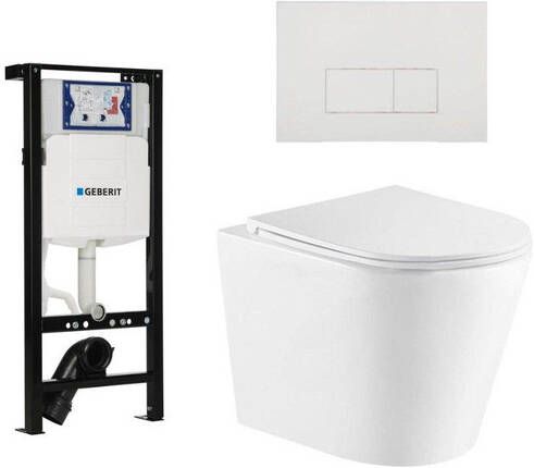 Geberit QeramiQ Dely Toiletset 36.3x51.7cm diepspoel rimless UP320 plieger inbouwreservoir softclose toiletzitting glans witte bedieningsplaat rechtehoekige knoppen wit glans SW1026255 SW1381697 SW706187 SW1159504