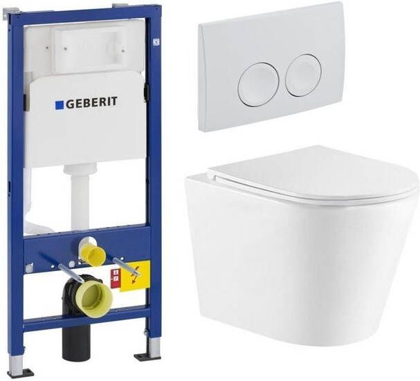 Geberit QeramiQ Dely Toiletset UP100 inbouwreservoir witte bedieningsplaat toilet zitting glans wit SW730486 0701174 sw543431