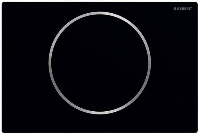 Geberit Sigma10 bedieningsplaat plaat zwart mat gelakt knoppen zwart mat gelakt randen gepolijst RVS
