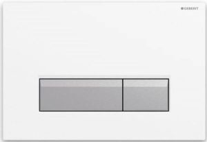 Geberit Sigma40 DuoFresh bedieningspaneel kunststof plaat alpien wit knoppen geborsteld aluminium kleurig