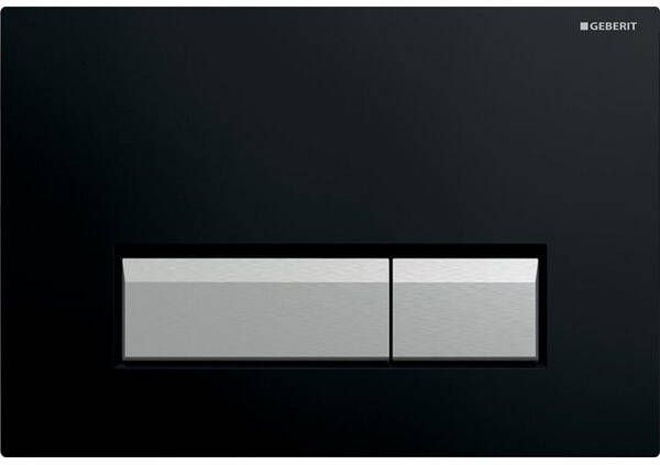 Geberit Sigma40 bedieningplaat met frontbediening voor toilet urinoir 26.6x18.2cm zwart geborsteld aluminium 115.600.KR.1