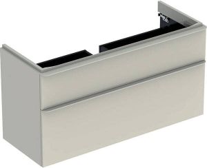 Geberit Smyle wastafelonderkast 2 laden 118 4x62 cm glas glans zandgrijs