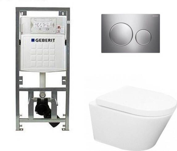 Geberit Wiesbaden Vesta toiletset Rimless 52cm inclusief UP320 toiletreservoir en softclose toiletzitting met bedieningsplaat sigma20 glans chroom 0701131 sw53742 sw65812