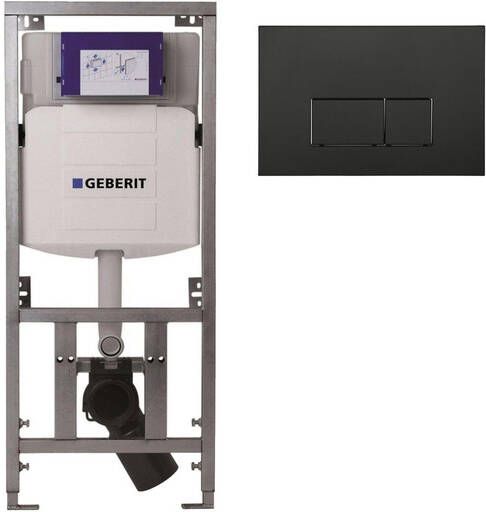 Geberit Burda Geberit Inbouwreservoir UP320 QeramiQ push bedieningsplaat dualflush- rechthoekige knoppen kunststof zwart mat SW706189 0701131