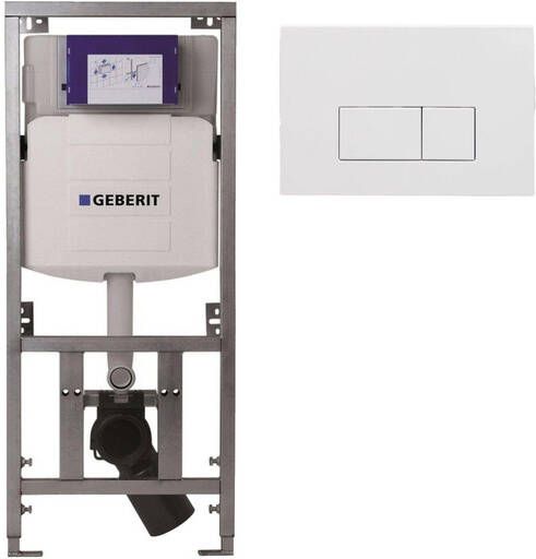 Geberit Burda Geberit Inbouwreservoir UP320 QeramiQ push bedieningsplaat dualflush rechthoekige knoppen kunststof wit glans SW706187 0701131
