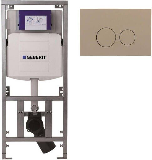 Geberit Burda Geberit Inbouwreservoir UP320 QeramiQ push bedieningsplaat dualflush ronde knoppen kunststof taupe mat SW1102378 0701131