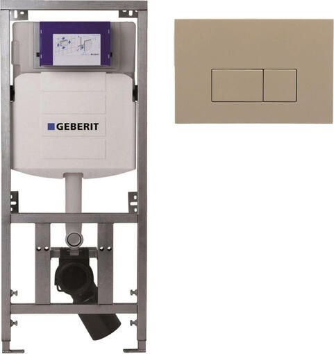 Geberit Burda Geberit Inbouwreservoir UP320 met QeramiQ push bedieningsplaat dualflush rechthoekige knoppen kunststof taupe SW1102379 0701131