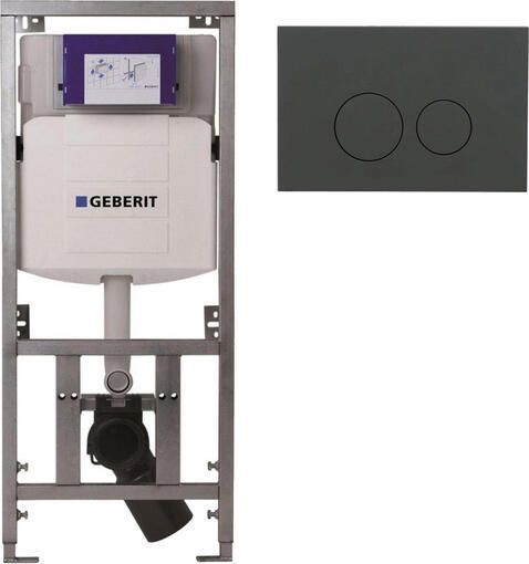 Geberit Burda Geberit Inbouwreservoir UP320 met QeramiQ push bedieningsplaat dualflush ronde knoppen kunststof mat antraciet SW1102376 0701131