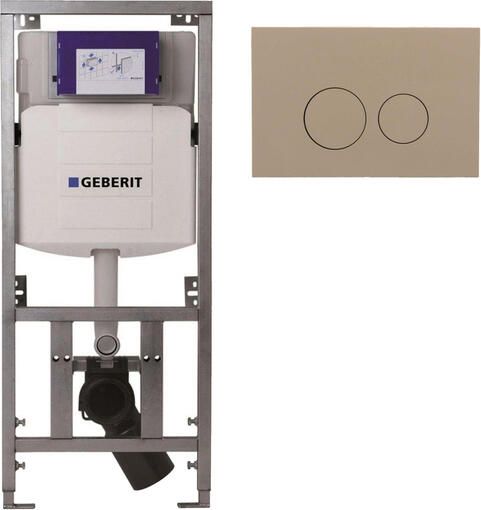 Geberit Burda Geberit Inbouwreservoir UP320 met QeramiQ push bedieningsplaat dualflush ronde knoppen kunststof taupe mat SW1102378 0701131