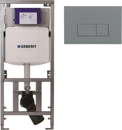 Geberit Burda Geberit Inbouwreservoir UP320 met QeramiQ push bedieningsplaat dualflush rechthoekige knoppen kunststof licht grijs SW1102375 0701131