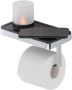 GEESA Frame toiletrolhouder met lichthouder kunststof messing verchroomd chroom mat zwart 918889 02 06 - Thumbnail 2