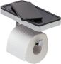 GEESA Frame toiletrolhouder met zwart planchet verchroomd messing 9188240206 - Thumbnail 1